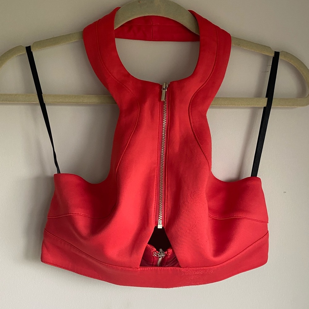 BEBE Coral Keyhole Crop Top